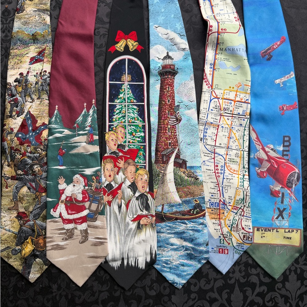 Lot of 6 Mens Graphic Ties Ref# 10723 (some vintage)
Silk and/or polyester